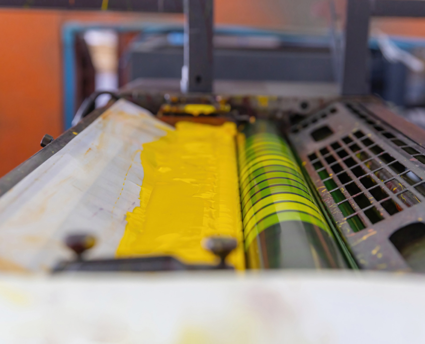 Offset Printing Machines. Large Printing Machine Perspective