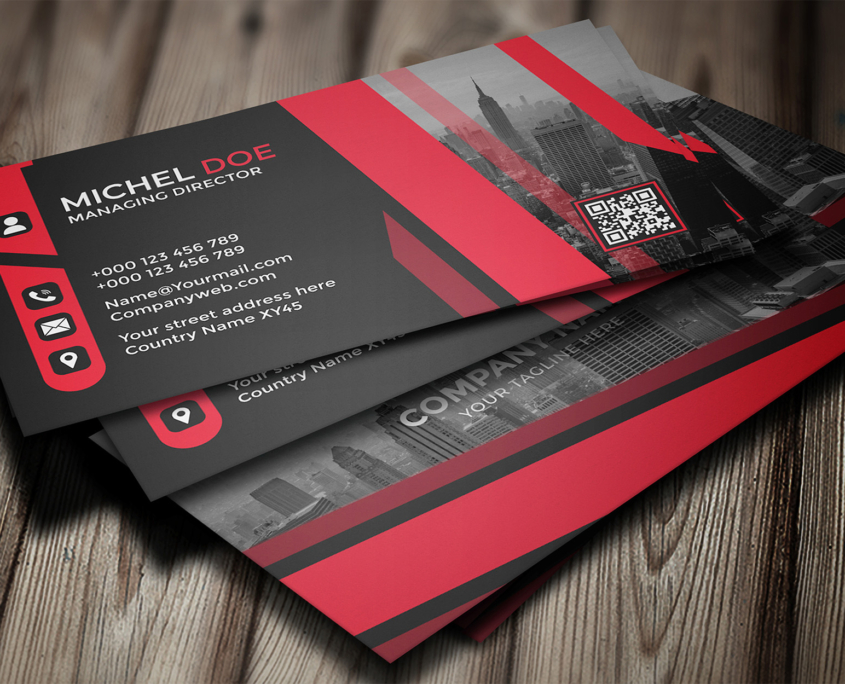 Creative Business Card With The Photo Of City Premium Eps